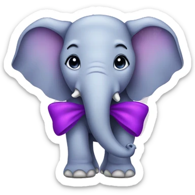 Elephant with a purple bow sticker