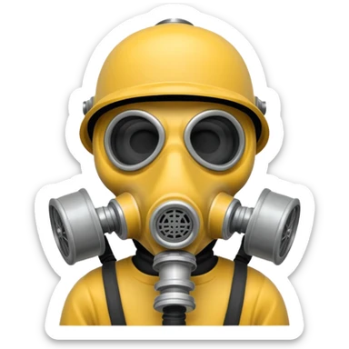 Skeleton wearing a gas mask sticker