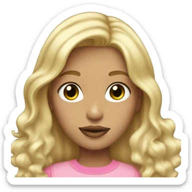Girl Blonde with blonde highlights hair green eyes pink lips sticker