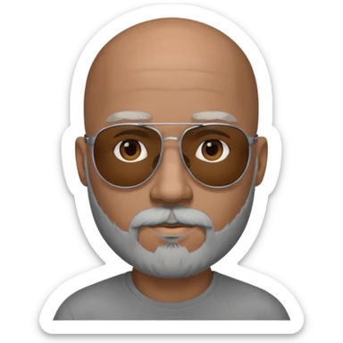 Bald male, black sunglasses, gray goatee beard, realistic portrait sticker