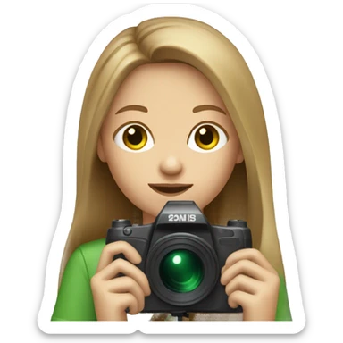 long Light brown hair girl green eyes with camera sticker