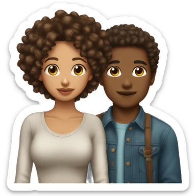 lightskin girl and brownskin boy with curly hair kissing sticker