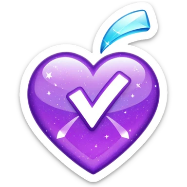 glitter purple and cian checkmark sticker