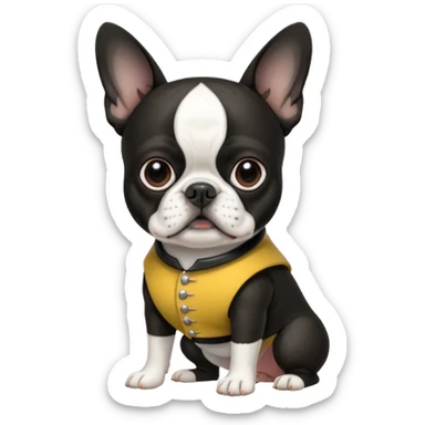 Boston terrier with German outfit  sticker