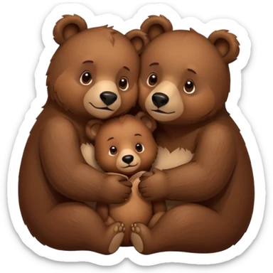 Mama, papa, and baby bear hug sticker