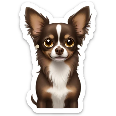 Long-hair dark brown Chihuahua brown eyes sticker