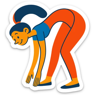 Make the bending woman pose much more exaggerated, keep the vibrant toon style, with no background. sticker