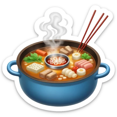 chinese hotpot, bubbling broth, chopsticks sticker