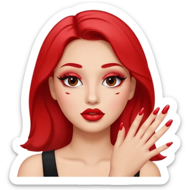 emoji of a makeup ish people with plump lips and mascara and nails sticker