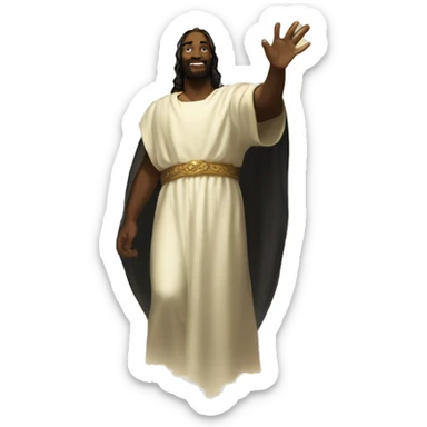 Black God the Father and Black Jesus high fiving in heaven surrounding by clouds sun and shinning rays sticker