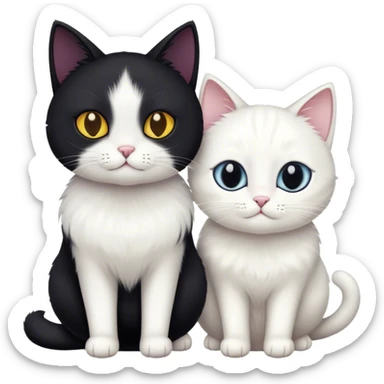 black cat and white cat  sticker