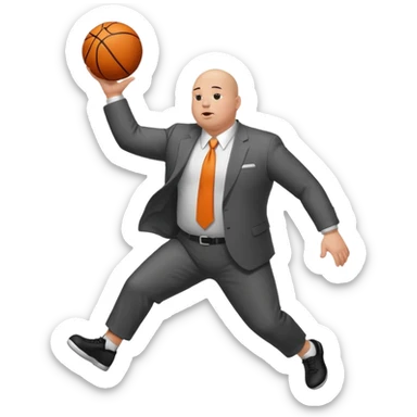 bald fat guy in a suit dunking basketball sticker