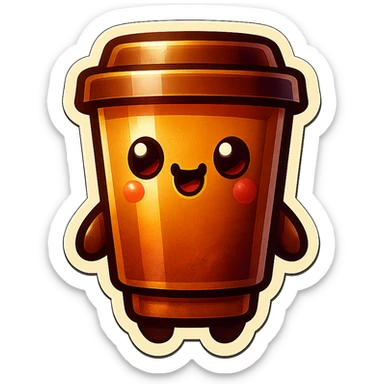 Tall coffee cup, large chaos heart, chaotic, wild, whimsical sticker