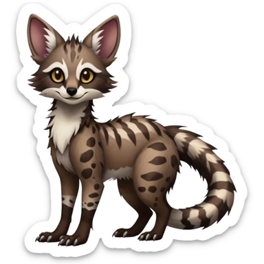 Cute Realistic Feral Rare Fantasy dark Vernid-Sergal-Genet-Trico-species by LiLaiRa, random markings, tufted tail, tufted ears, full body sticker