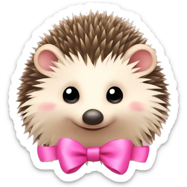 hedgehog with a pink bow sticker
