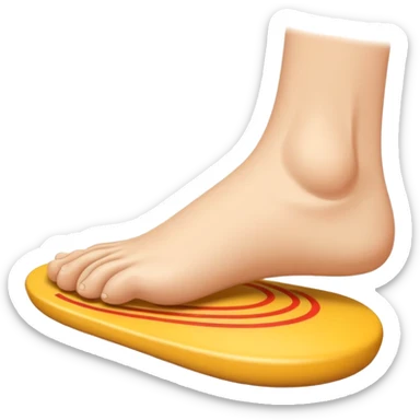 emoji of a human foot pressing on the ground, with two short curved pressure lines under the sole to show the weight and pressing effect, simple cartoon style sticker