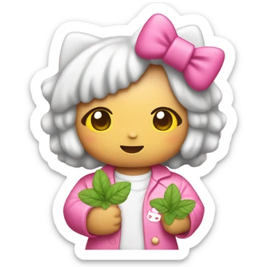 Hello kitty holding Pink herb nugget sticker