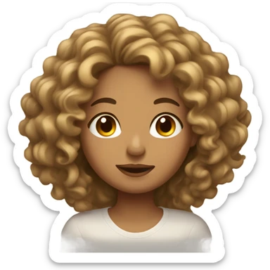 tan girl flower in her hair long curly hair with closed eyes sticker