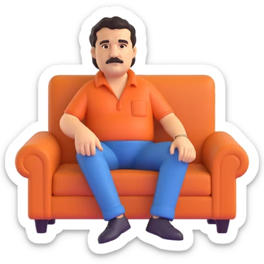 Pablo Escobar sitting on a sofa, 3D style sticker