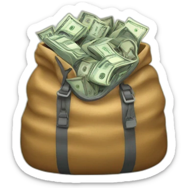 overloaded bag with money sticker