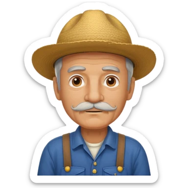 old man wear with mustache wearing farmer's uniform  sticker