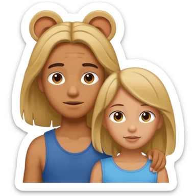 a boy putting a girls hair behind her ears sticker