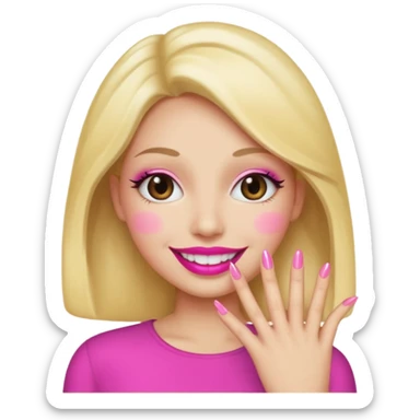Smiley with nails and pink lipstick  sticker