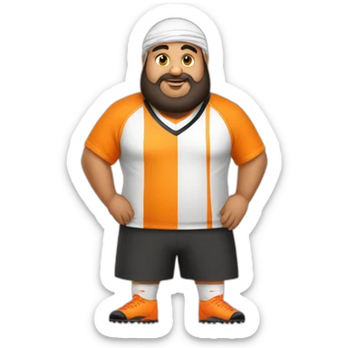 Very Fat arab man play soccer orange sticker