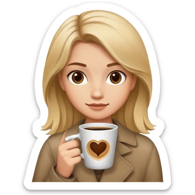a girl with dirty blonde hair and a coffee in hand sticker