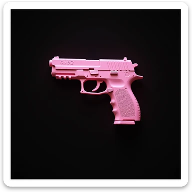 photorealistic pink pistol with a dark background, no heart shapes or motifs sticker