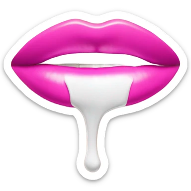 White paint dripping from hot pink ombre glossy lips sticker