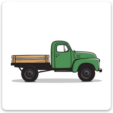 ZIL 130 Soviet truck with green cabin and flatbed, classic vintage Russian truck from 1960s sticker