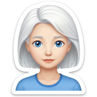 pure white hair, cute mature girl sticker