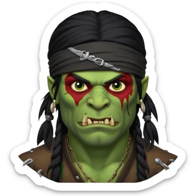 ork pirate man long hair sticker