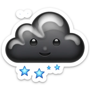 Shiny black cloud with stars sticker