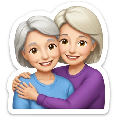 Abrazo de Madre de 70 años y hija sticker