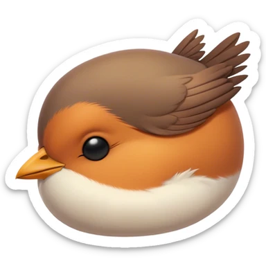 Meme-Worthy Cute Sleeping Robin Portrait Emoji, Head resting peacefully with a contented smile, showcasing a delicate, softly feathered body and eyes gently closed in serene slumber, Simplified yet adorably endearing features, highly detailed, glowing with a soft, drowsy light, high shine, relaxed and utterly lovable, stylized with an air of playful laziness, soft glowing outline, capturing the essence of a sleeping robin that feels destined to become the next viral icon of adorable rest! sticker