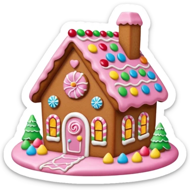 Simple Gingerbread house pink sticker