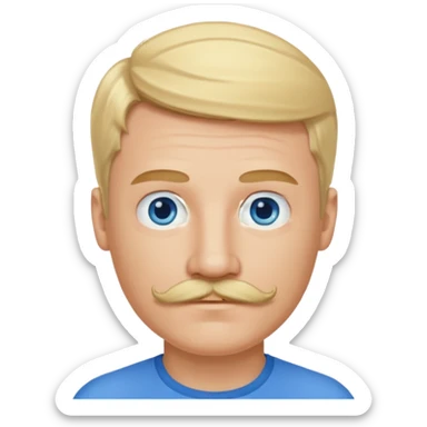 guy with blond hair, mustache, and blue eyes sticker