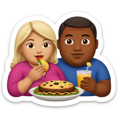 Fat Mexican woman and fat light skinned black guy eating together sticker