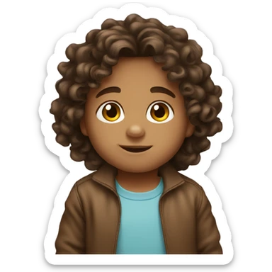 Baby boy with brunette long curly hair  sticker