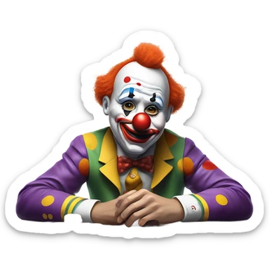Sad clown loses money at casino cards with date sticker