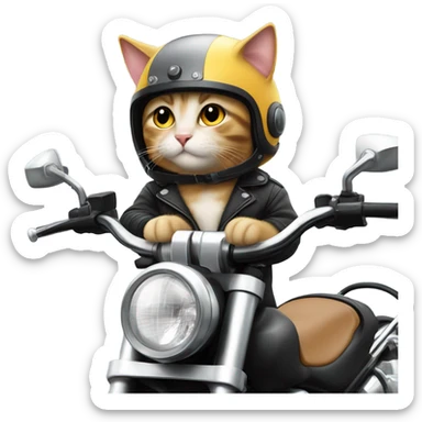Cat riding motorcycle sticker