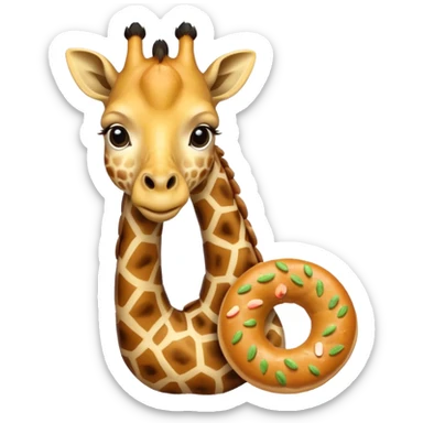 giraffe holding bagel sticker