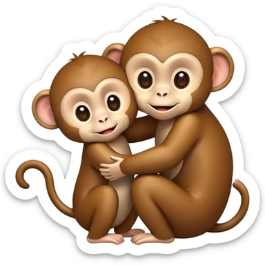 Cute monkeys giving a hug sticker