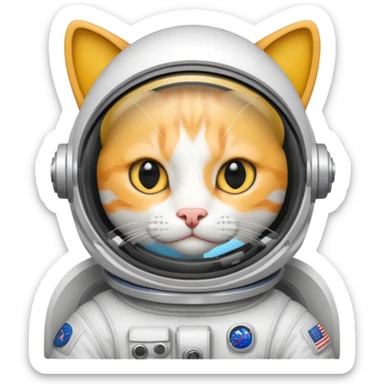 yellow cat white  Astronaut sticker