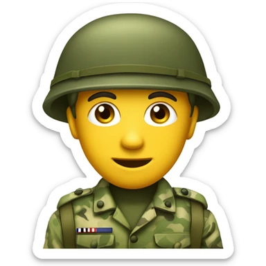 crie um emoji de um militar do exercito brasileiro com o camuflado típico sticker