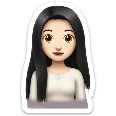 Pale girl with long black hair with heart  sticker