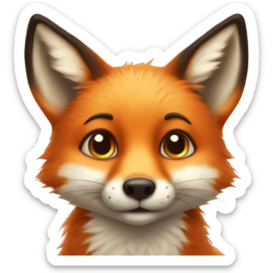 Cute little adorable fox with a butterfly on his nose sticker