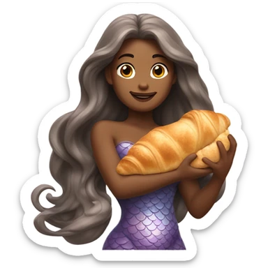a mermaid holding a croissant  sticker